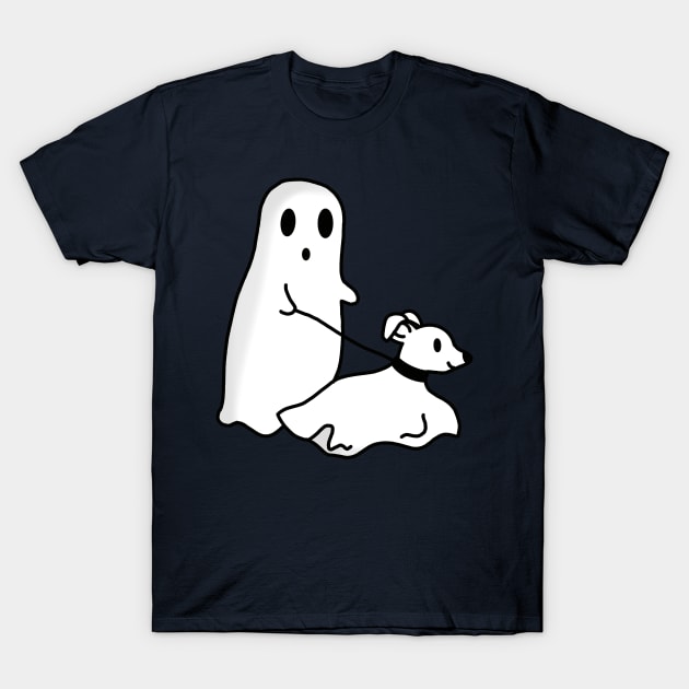 Cartoon Ghost Walking Ghost Dog T-Shirt by MillerDesigns